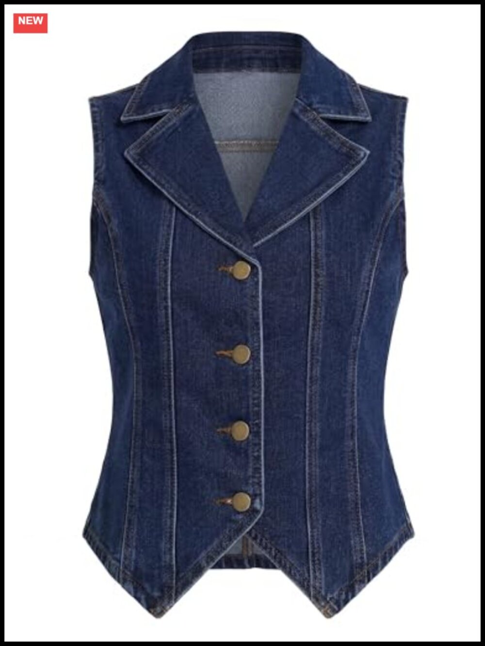 Women's Denim Vest Top Lapel Collar Sleeveless Jean Vest Waistcoat